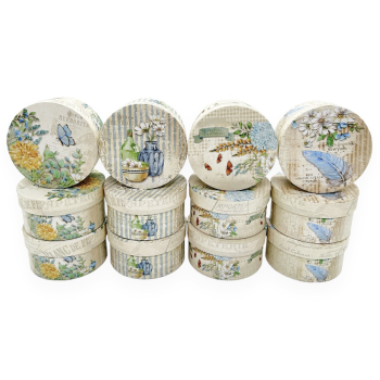 Set 12 cutii rotunde mici modele mixte Pana